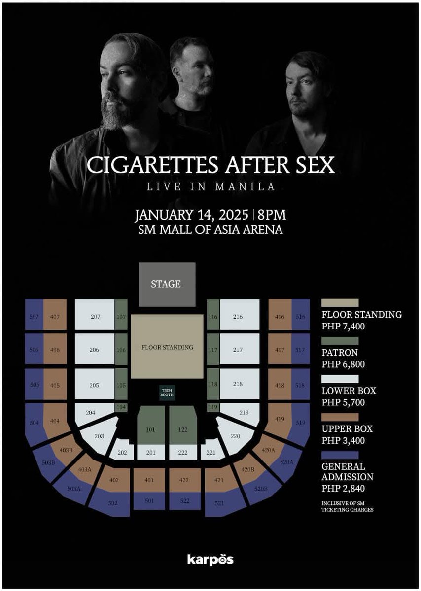 KaguriRosa's tweet photo. wts lfb cas cigarettes after sex concert ticket ph

• not yet claimed
• upper box
• 2 tickets UB405 row c, seat 9 and 10
rfs: hindi makakapuntaa

Message me as soon as possible https://t.co/itdxo1lFdc