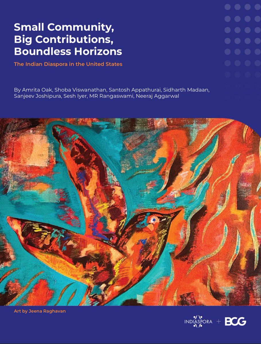 Indian-Americans make up 1.5% of the population and pay 6% of all US tax.

That's 4x their representation.

This must-read 31-page report by BCG outlines the impact the Indian diaspora has had on the US...