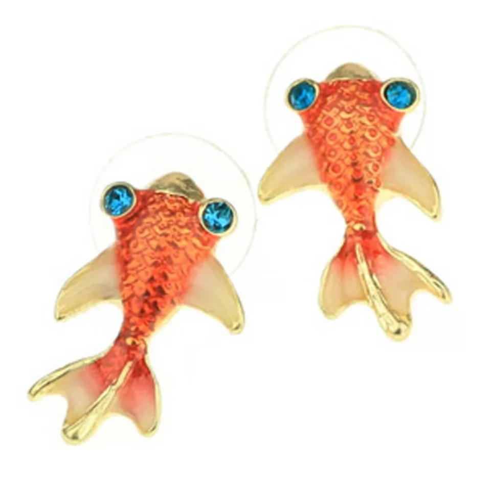 ruby_redsky's tweet image. koy carp goldfish earrings with blue eyes