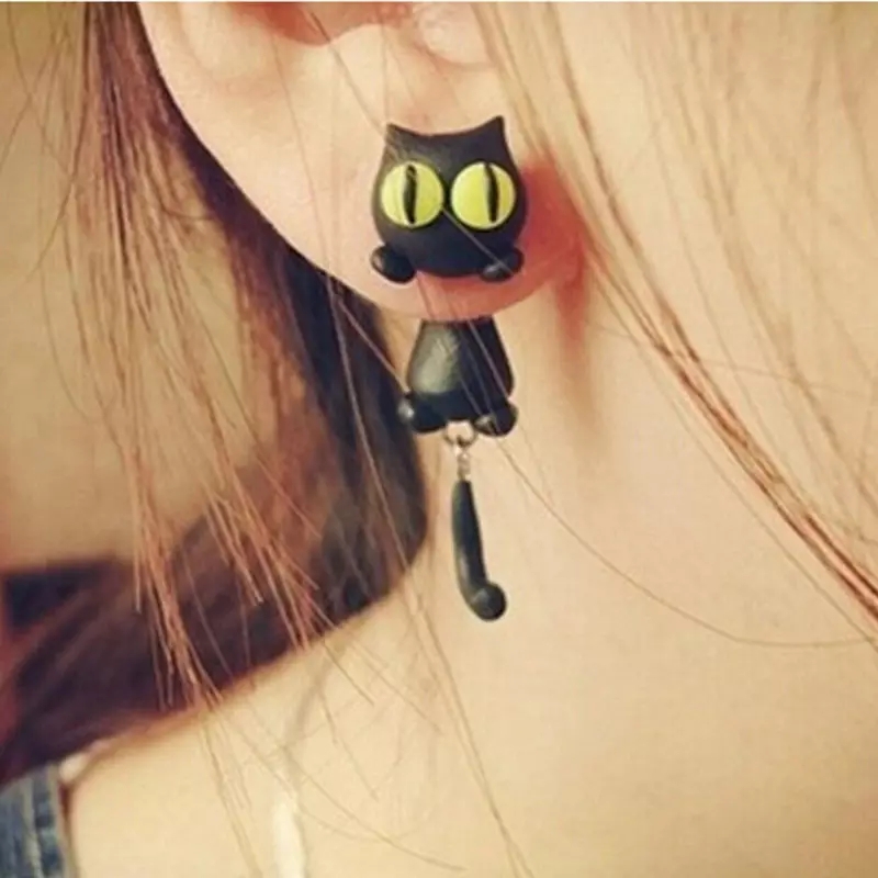 ruby_redsky's tweet image. Handmade black cat earrings