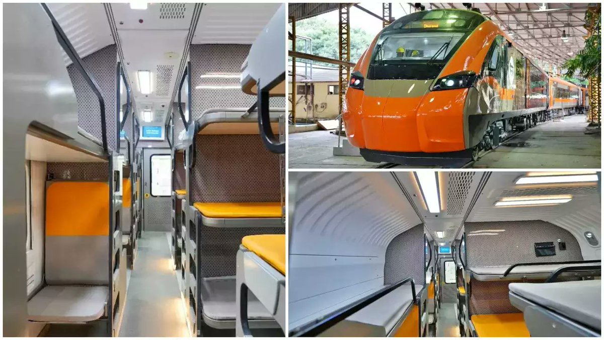 Indianinfoguide's tweet photo. 🚨India's first vande bharat sleeper currently undergoing trials. 

Train is set to begin operations from Delhi to Srinagar in January 2025. https://t.co/GrY0puCAFN