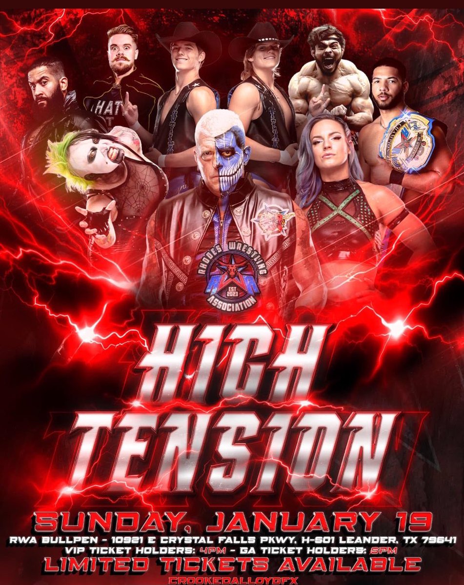 Really pumped about our January show at the #Bullpen in <a href="/RhodesWrestling/">Rhodes Wrestling Association</a> 

Get your limited tix while they last. We have had 2 great shows and I expect my talent to do even better Jan 19th SUNDAY
VIPS-4
Gm-5:00
Belltime-6:00 central!
#IndieProWrestling #RWA #LeanderTx 
GET TIX