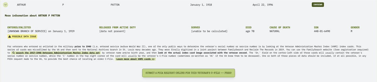 🌳Jarrett Ross🧬 (@geneavlogger) on Twitter photo On today's stream with <a href="/Cynical_History/">CynicalHistorian.bsky.social</a>, I mentioned the new website from Reclaim the Records which allows you to search the index of the BIRLS Database and then submit a FOIA request through the website.
The example here is Cypher's grandfather Arthur P Patton On today's stream with <a href="/Cynical_History/">CynicalHistorian.bsky.social</a>, I mentioned the new website from Reclaim the Records which allows you to search the index of the BIRLS Database and then submit a FOIA request through the website.
The example here is Cypher's grandfather Arthur P Patton