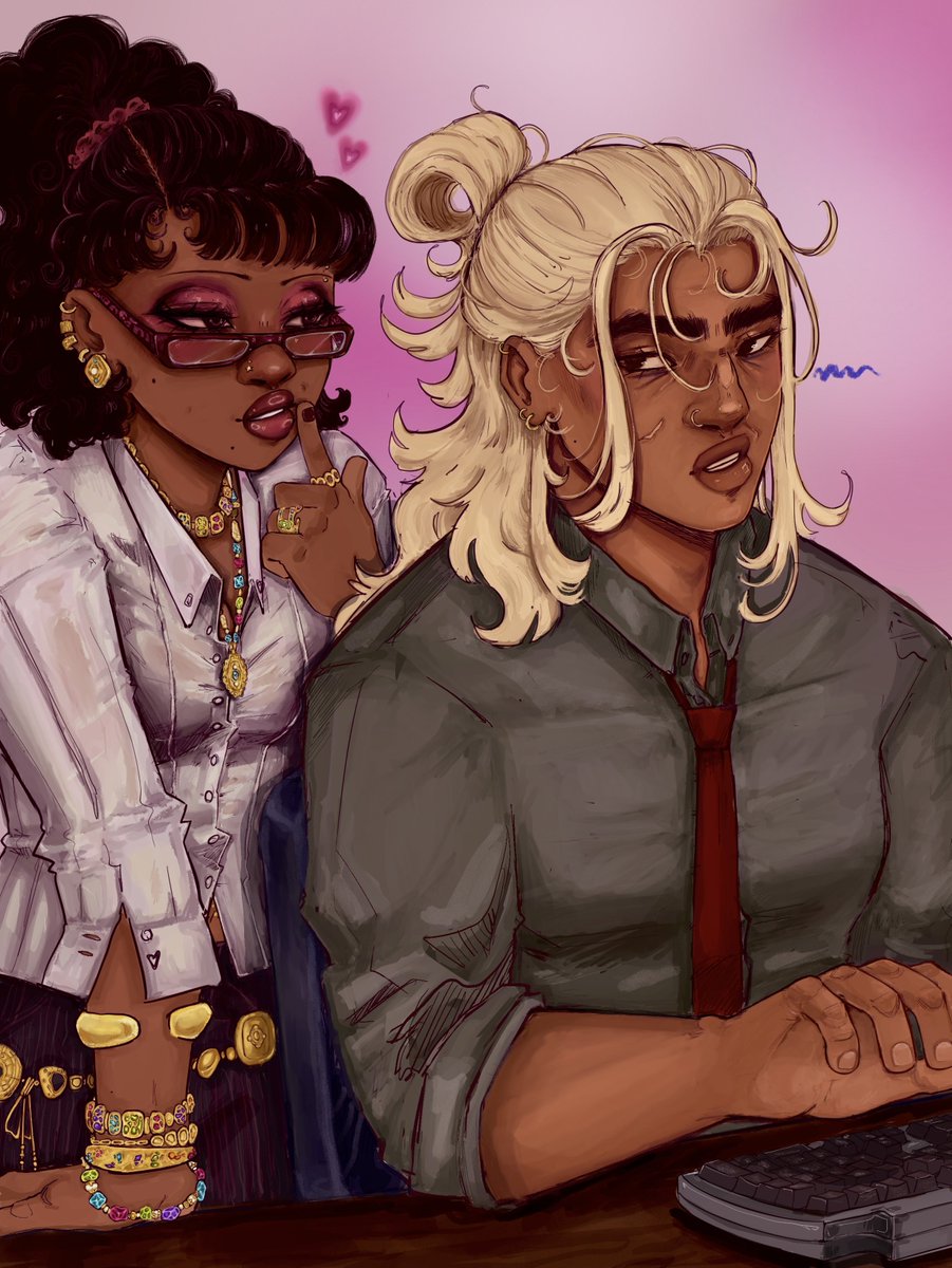 butchjabi's tweet image. flirty femme postdoc and her older, disgruntled butch supervisor 🤭(butchfemmes in academia 🗣️‼️) #ocart