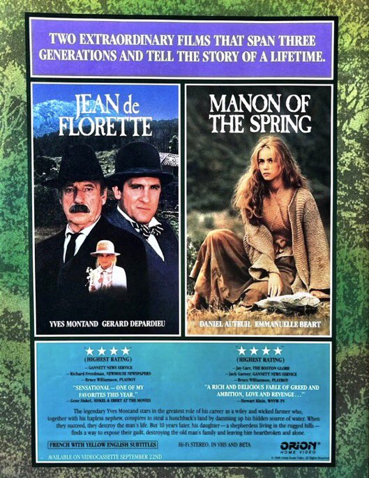 PeterClemenza55's tweet photo. Jean de Florette / Manon of the Spring
*Winner Of 4 BAFTA Awards*
**Best Foreign Film (NBR)**
#4 - Top 10 Films Of 1987 (Siskel)
Best 1,000 Movies - (NY Times)
Index Card Signed By Mr. Berri
#jeandeflorette / #manonofthespring / #claudeberri / #gérarddepardieu https://t.co/YWhgll6BPW