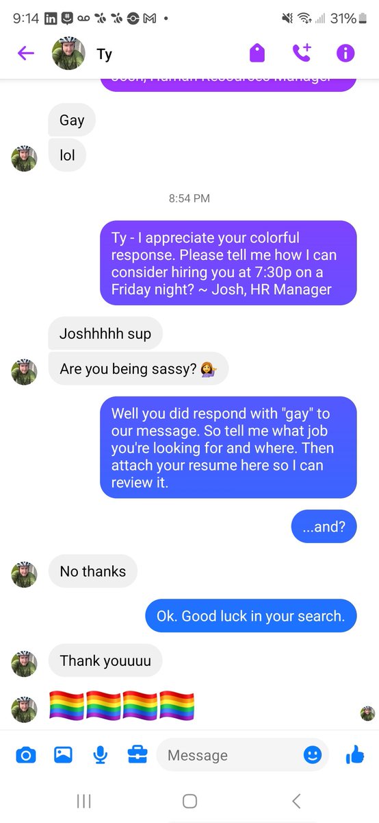 JoshERock's tweet image. Job Candidates: don&apos;t be like Ty!

That is all.

 #JobHuntChat