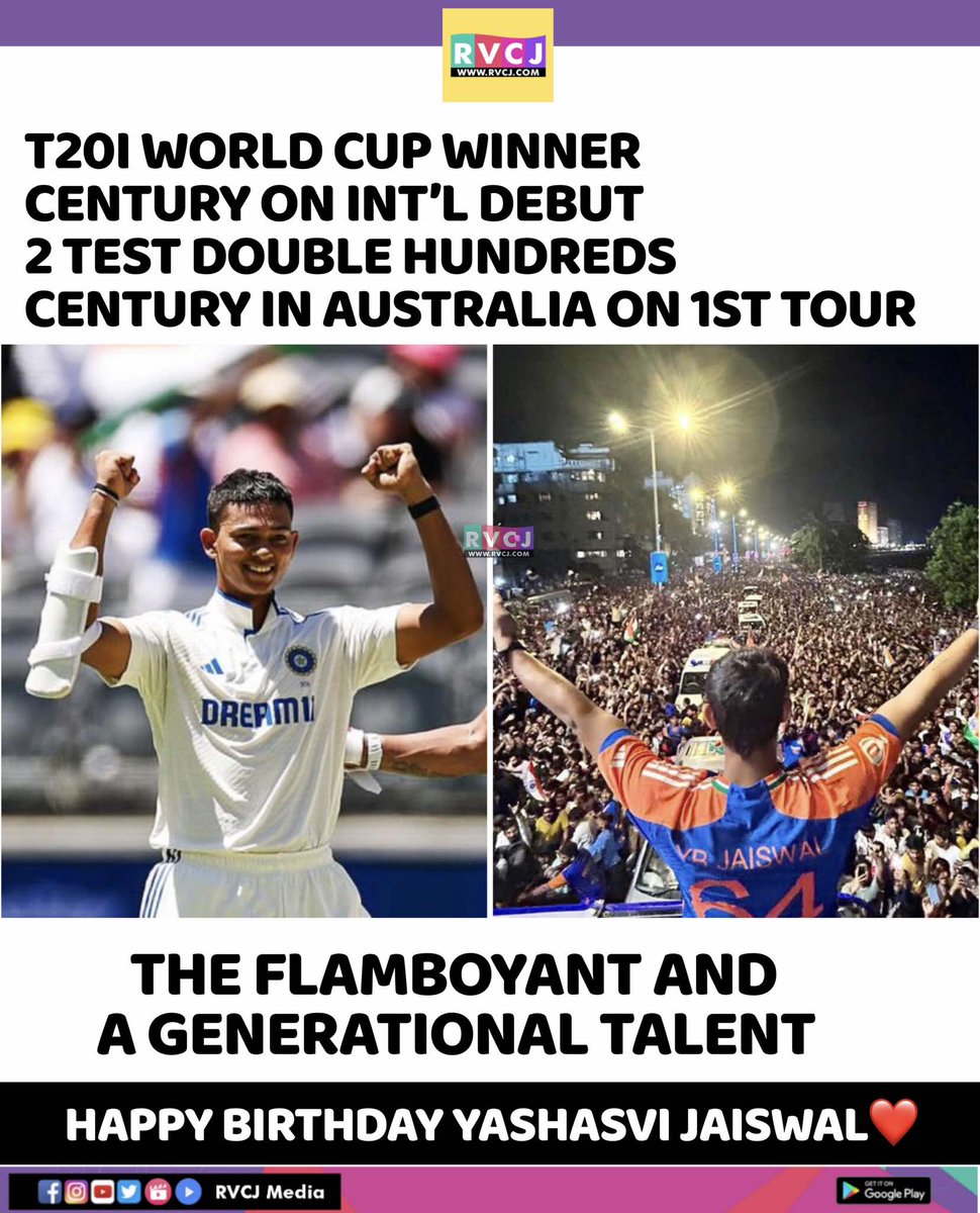 RVCJ_FB's tweet photo. Happy Birthday To The Starboy, Yashasvi Jaiswal.!!🎂❤️🔥 https://t.co/EdKwes0PV9