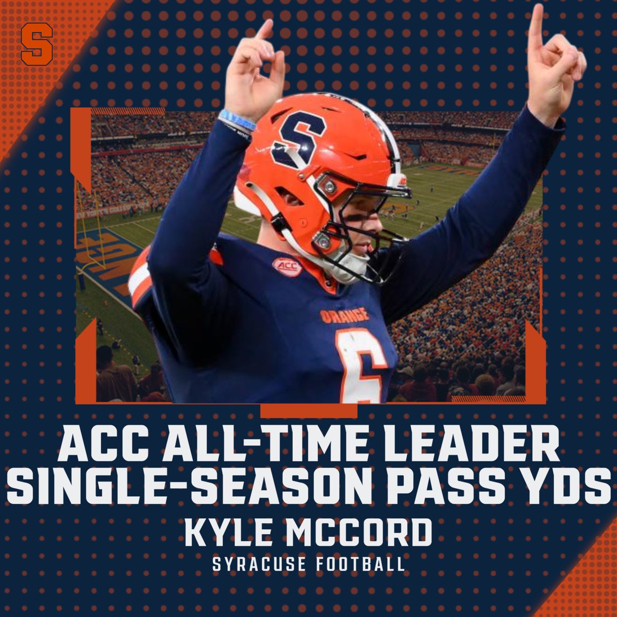 Kyle McCord is the new all-time ACC single-season passing yards leader, breaking Deshaun Watson's record of 4,593.