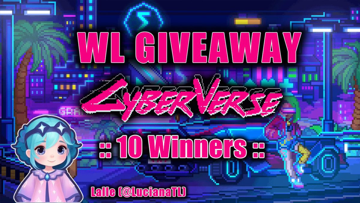LucianaTL's tweet photo. ✨📢White List Giveaway - Cyber Verse✨
🏆10 Winners✨

📌Follow Lalle (@LucianaTL ) @kimbokitten & @CyberverseGame
📌 RT & Like this tweet
📌 Tag 3 friends 
📌 Comment your Ronin Wallet Address
📌 Join the Discord: https://t.co/yrMI21SEPR

🗓️Winners will be announced on January 2th!

✨Good luck ✨😊