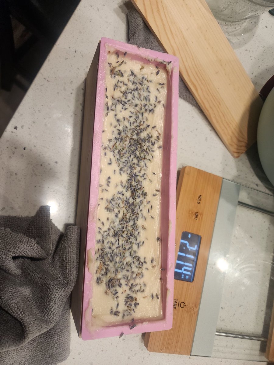First time making soap. Over did it on the lavender buds but that's fine. Just got to keep practicing.