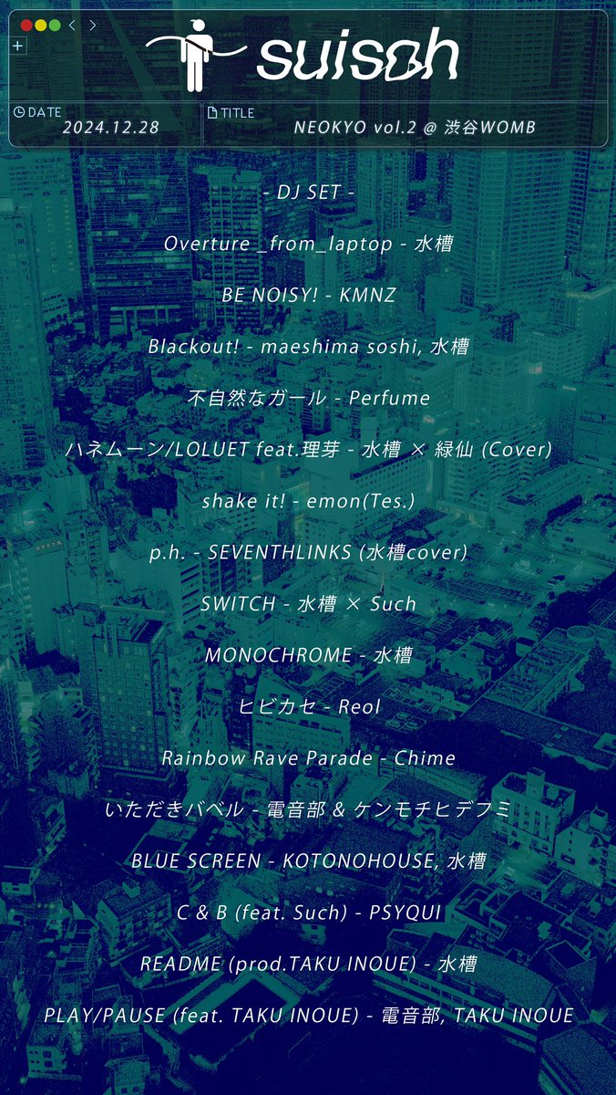 suisoh_'s tweet image. 今日のセトリと衣装💎
ありがとうございました！

#NEOKYO