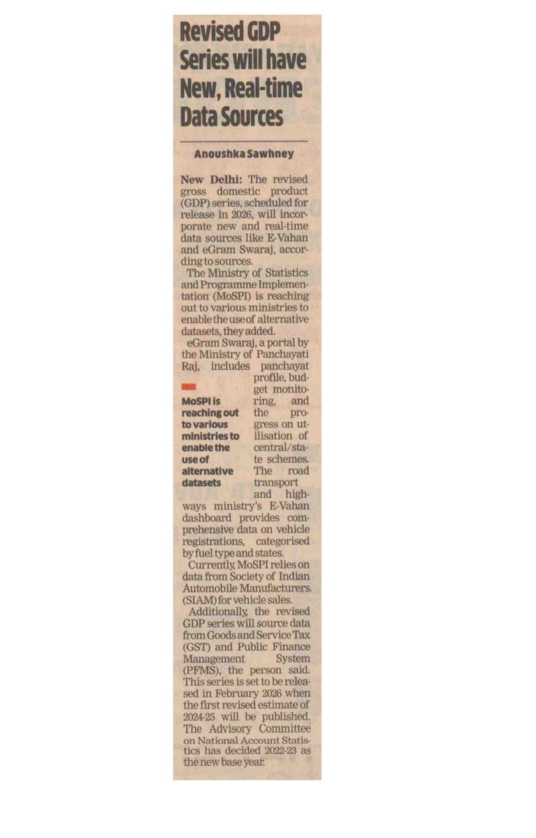 mopr_goi's tweet photo. The revised Gross Domestic Product (#GDP) series, scheduled for release in 2026, will incorporate innovative real-time #data sources such as #eGramSwaraj from the Ministry of Panchayati Raj.

#DigitalPanchayat
#eGramSwarajForAll
#DataDrivenDevelopment
#MoPR #eGovernanceRevolution https://t.co/FSBP61SGOA