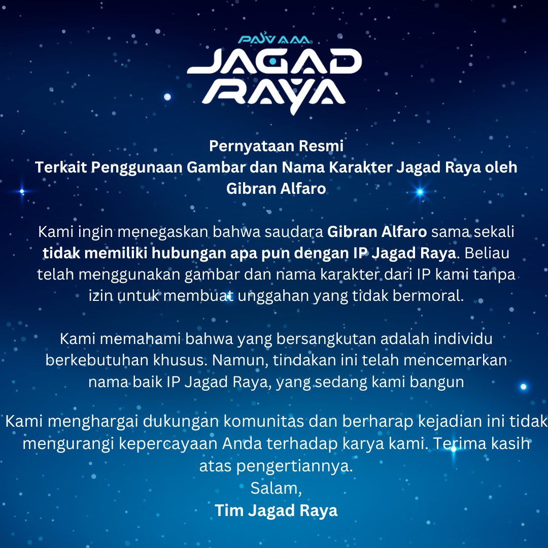 Halo teman-teman, berikut pernyataan resmi dari tim kami terhadap kasus yang sedang sehubungan dengan saudara Gibran Alfaro.

Turut memperingatkan teman-teman komunitas komik dan pop kultur untuk berhati-hati juga.

Terima kasih.