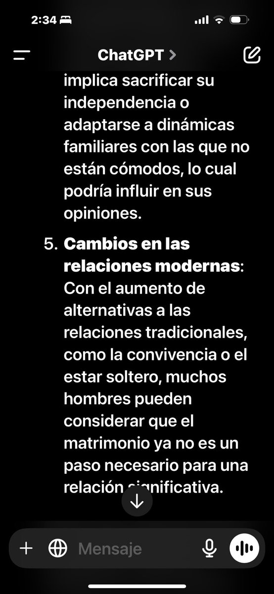 sergioabiud's tweet photo. Con mis 30 recién cumpliditos, le preguntamos a ChatGPT 

¿Por qué habrá más hombres que mujeres recomendando no casarse? https://t.co/jmOodrADIl