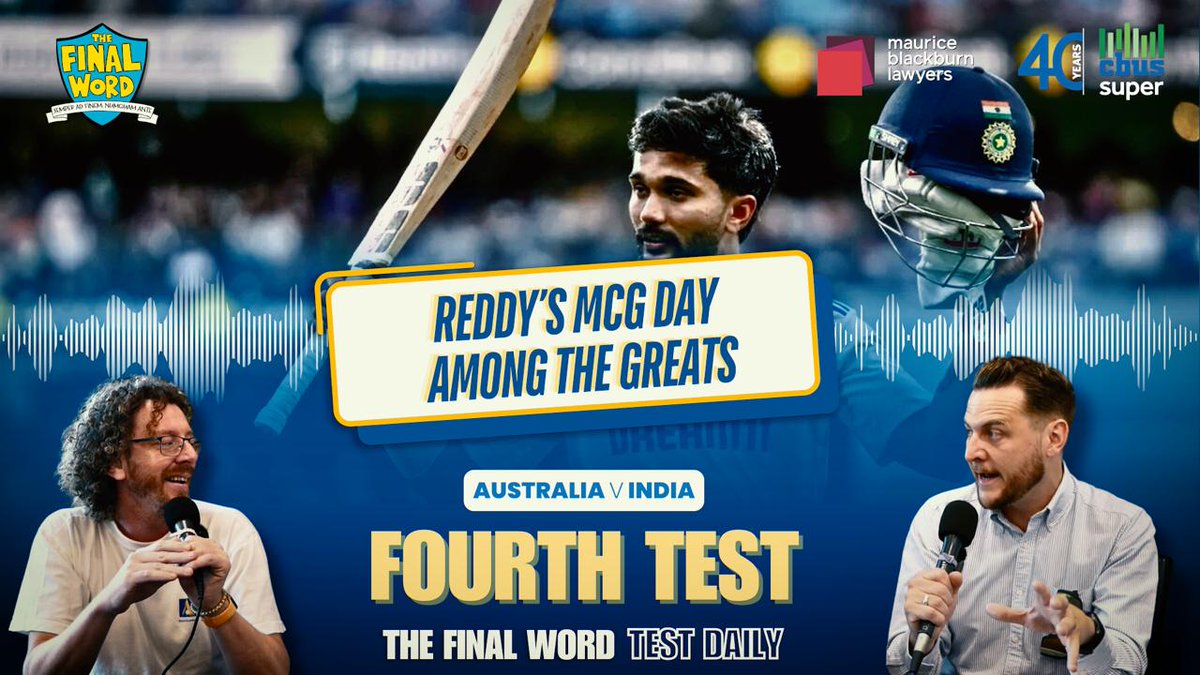 Final_Word_Pod's tweet image. Our wrap of a truly great day for India. In particular, for Nitish Kumar Reddy.

🎧Listen linktr.ee/thefinalword

#FinalWord 🏏| @CbusSuperFund | @YouCanCountOnMB