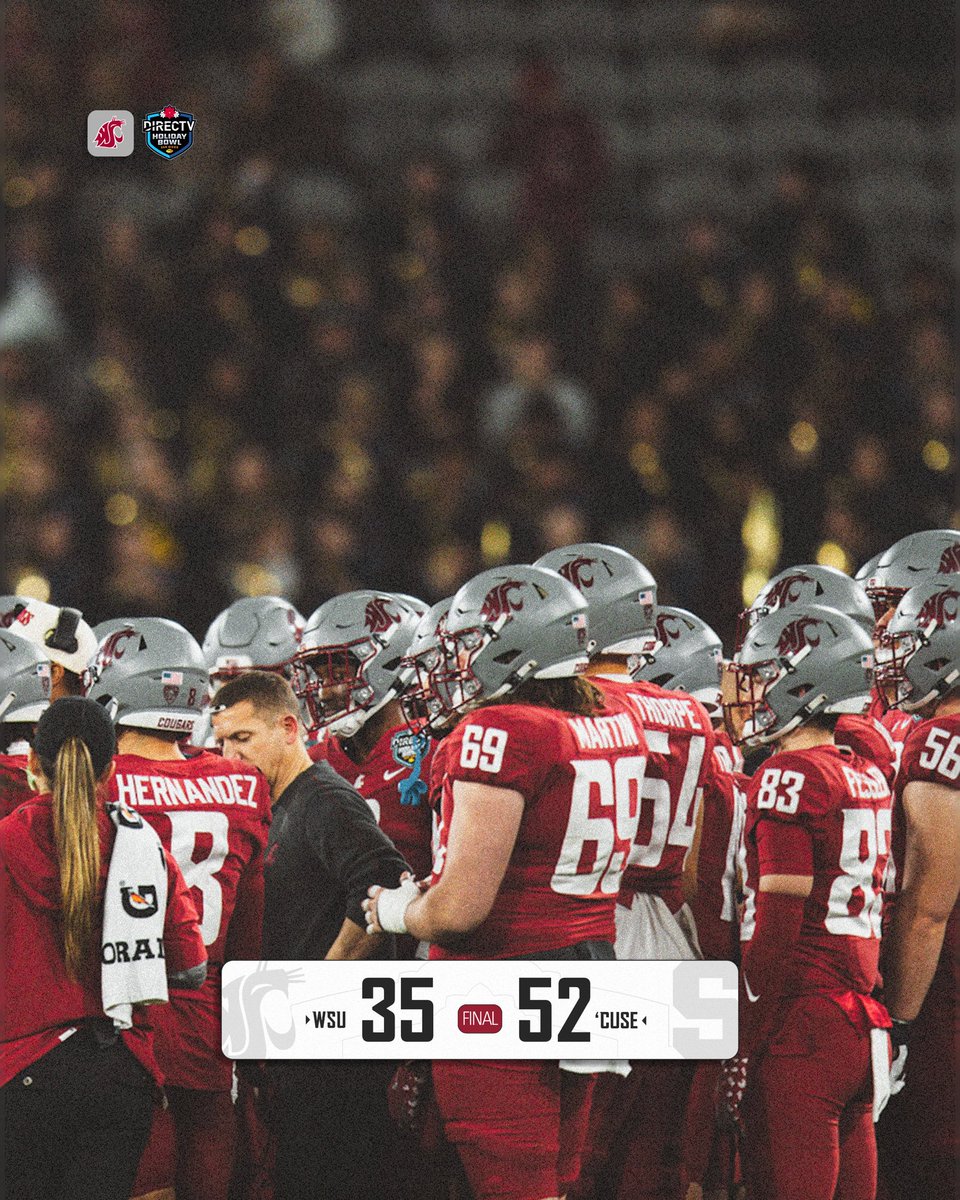 WSUCougarFB's tweet image. Final from the @holidaybowl.

60 minutes of heart and fight. Thank you, CougNation❤️