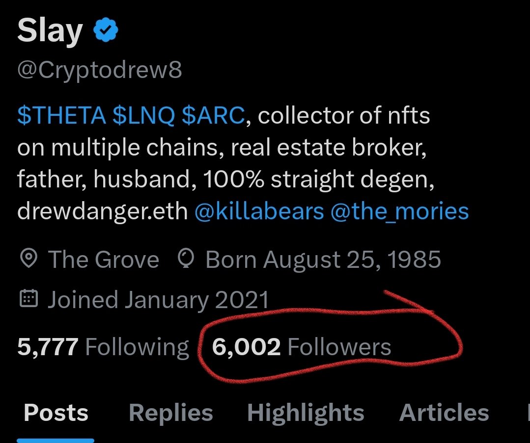 Just hit 6000 followers! That seems crazy to me. Thank you to everyone who has become a part of my web 3 experience on X 🙏