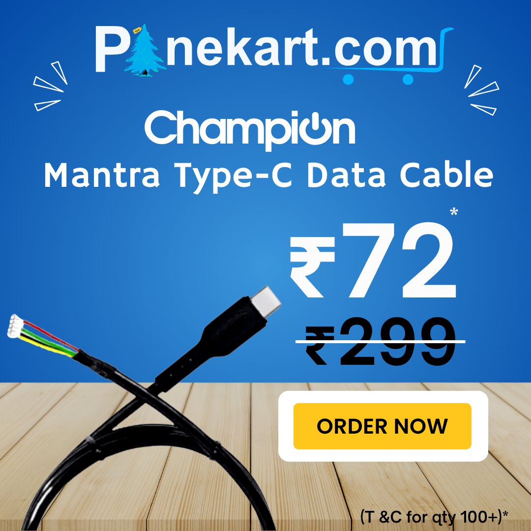 PineKart's tweet image. Champion Mantra Type-C Data Cable for Mantra Fingerprint Scanner Biometric Cable
Click to buy now - shorturl.at/xEYe1
#ChampionCables #TypeCDataCable #FingerprintScannerCable #BiometricCable #MantraScanner #TechAccessories #DataCable #USBTypeC #TechSolutions