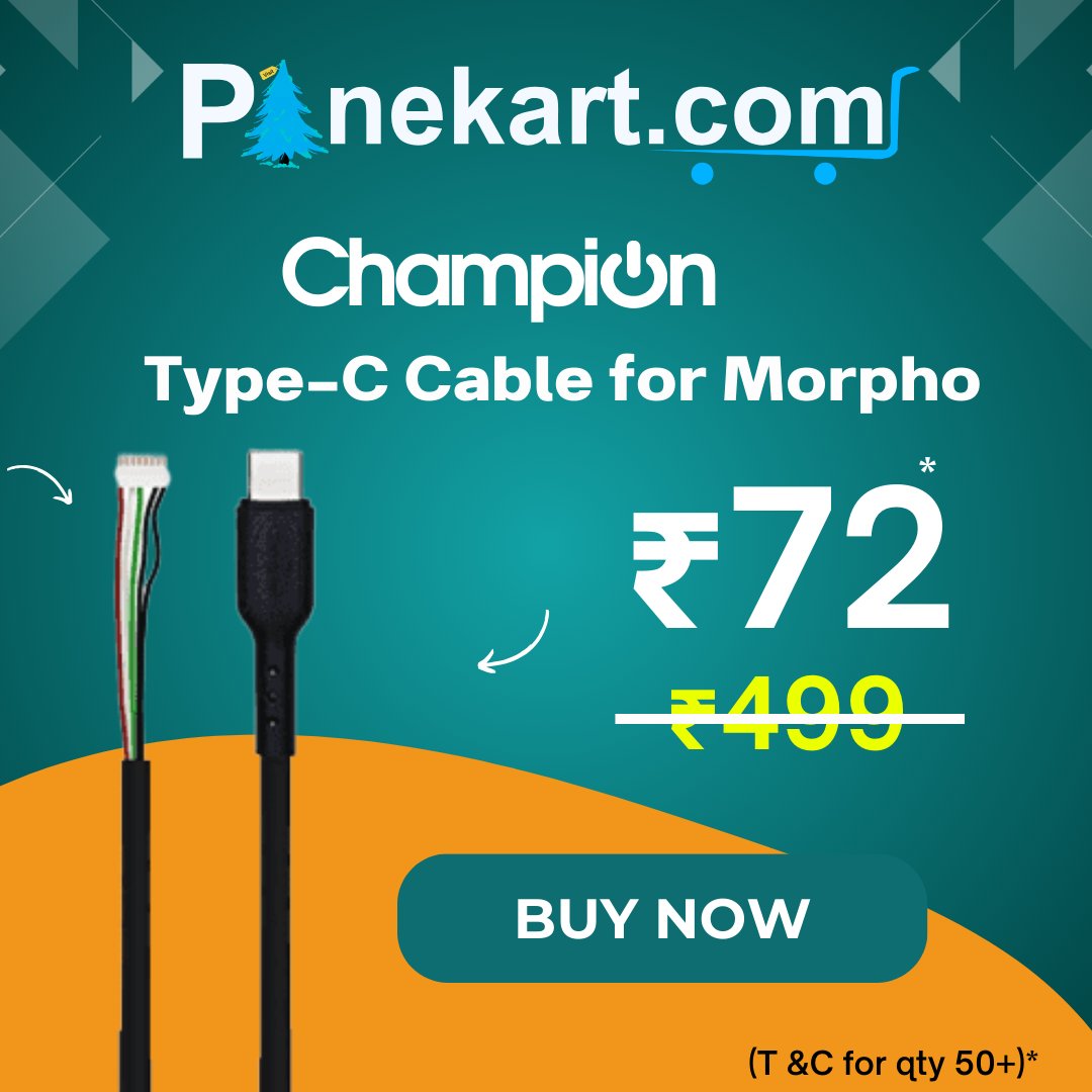 PineKart's tweet photo. Champion Type-C Cable for Morpho Safran Aadhar Biometric Fingerprint Scanner
Click to buy now - https://t.co/jDqBB2GshT
#ChampionTypeC #MorphoSafran #AadharBiometric #FingerprintScannerCable #TypeCCable #BiometricScanner #TechAccessories #DataTransferCable https://t.co/ha8SfVOTmS