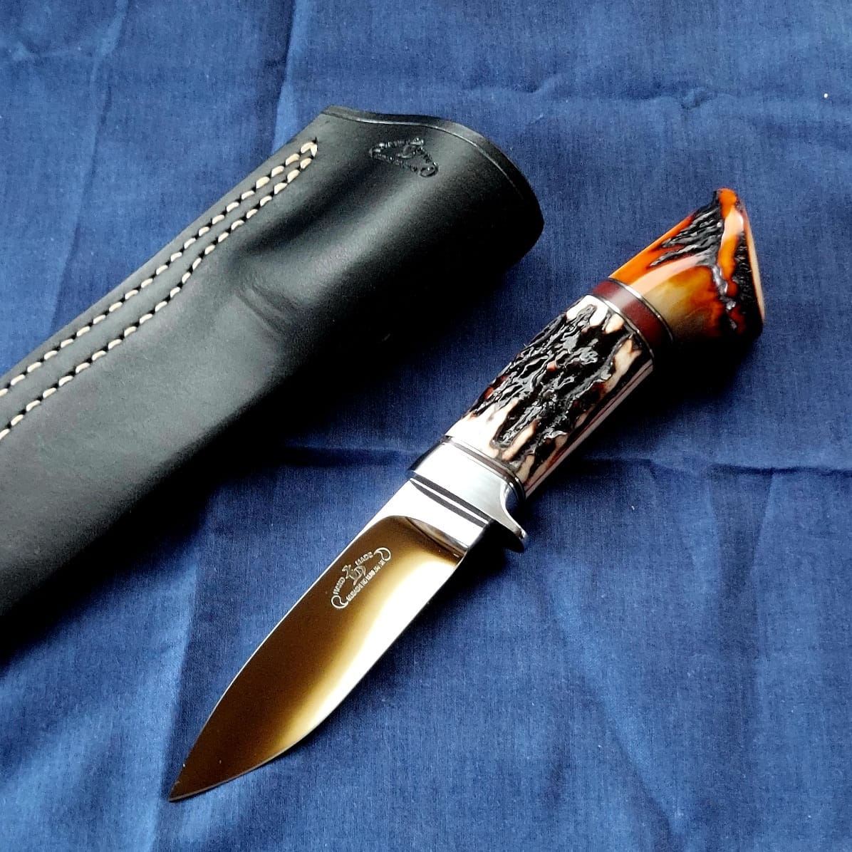 鈴木寛 特注 カスタムナイフ ATS34 セミスキナー 4mm 染み