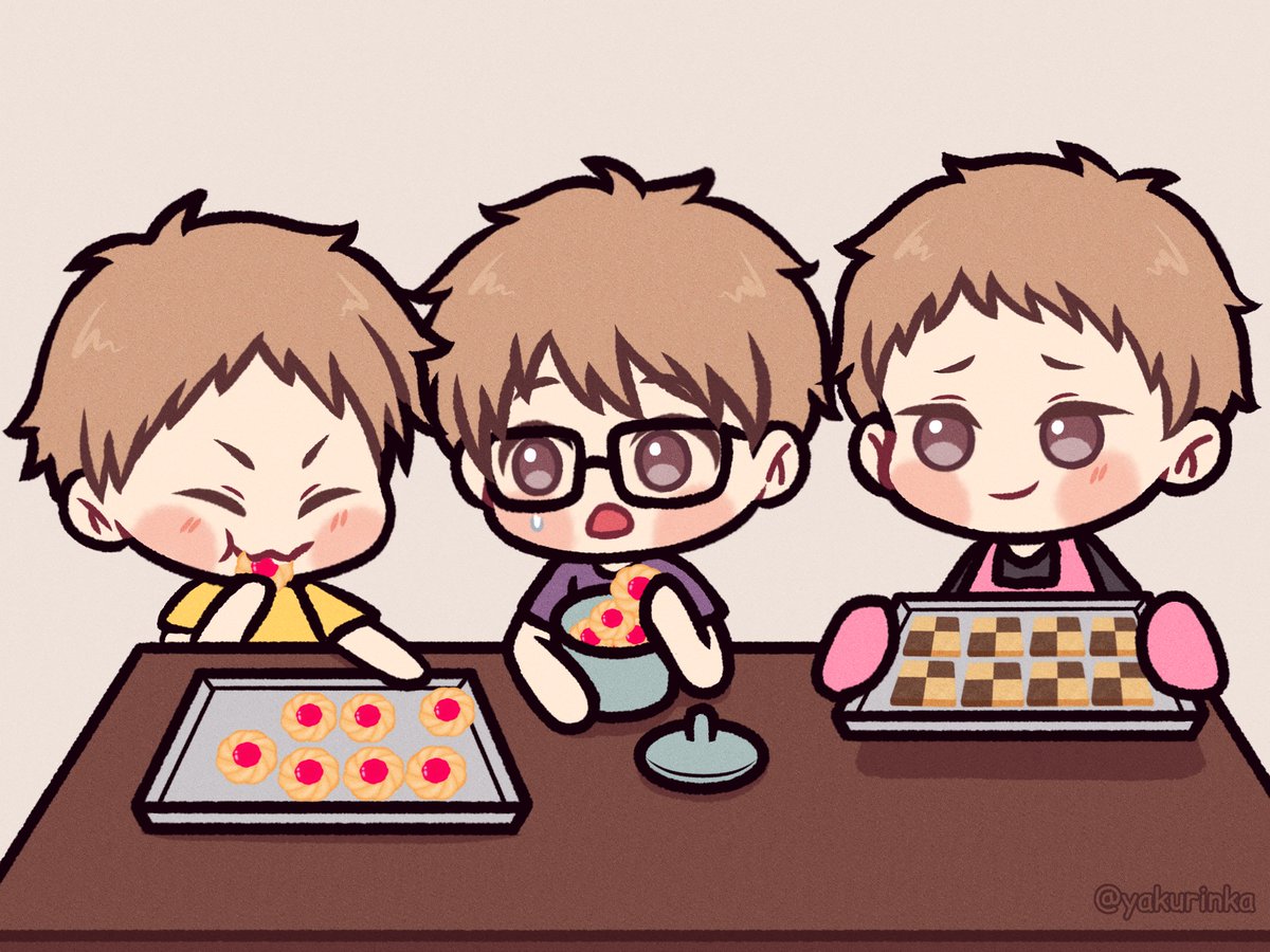 yakurinka's tweet photo. [ Hutan Libero — cookies ]
Yaku siblings 🐈🐈🐈

Making cookies with Morisuke nii-chan!~

#HQFamilyTree @hqfanworksparty https://t.co/CXYXyCGMZY