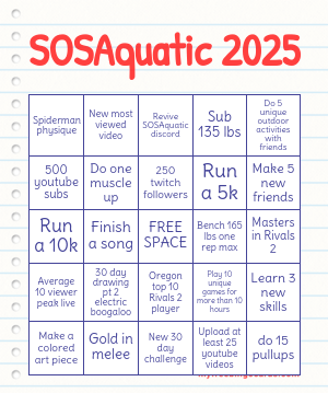 SOSAquatic's tweet photo. SOSAquatic 2025 Bingo card https://t.co/11wuHW5U31