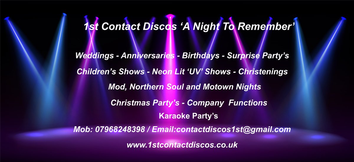 contactdiscos's tweet photo. 1st Contact Discos has over 40 years of experience, ensuring you receive an experienced, all-round professional DJ and high-quality sound and lighting.

https://t.co/CfVudWdgsd
https://t.co/WGFBdPnXvK https://t.co/cMWjay2exX