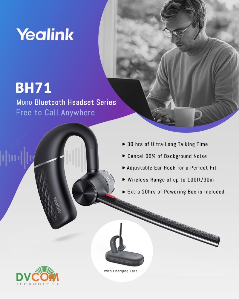 DvcomTechnology's tweet image. 🎧 Too many calls, too much noise?

With Yealink’s BH71 Mono Bluetooth Headset from DVCOM:
✅ 30 hrs talk time
✅ 90% noise cancellation
✅ Productivity anywhere

Contact us for a FREE demo! 📞
#Yealink #DVCOM #NoiseCancellation #CollaborationTools