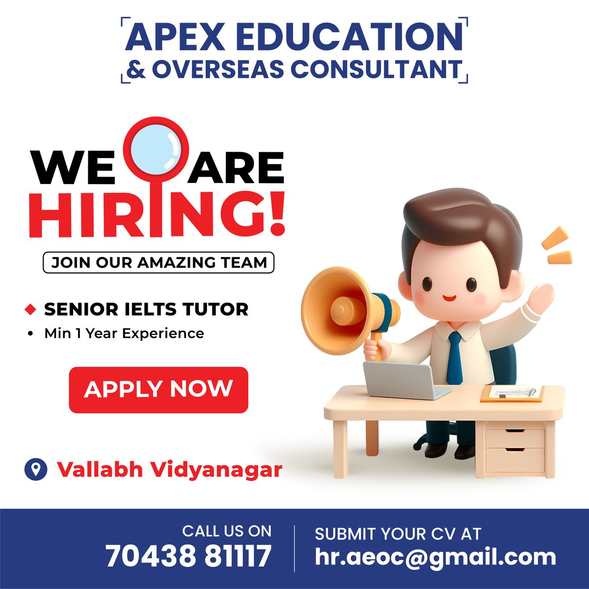 aeoc2015's tweet photo. We are looking for enthusiastic candidates.

Mail us your CV/Resume at hr.aeoc@gmail.com
Or you can
call us on 70438 81117.

#wearehiring #hiring #nowhiring #wearehiring #jobopening #careers #jobsearch #jobopportunity #hiringnow #recruiting #joinourteam https://t.co/0NMSIDYuiZ