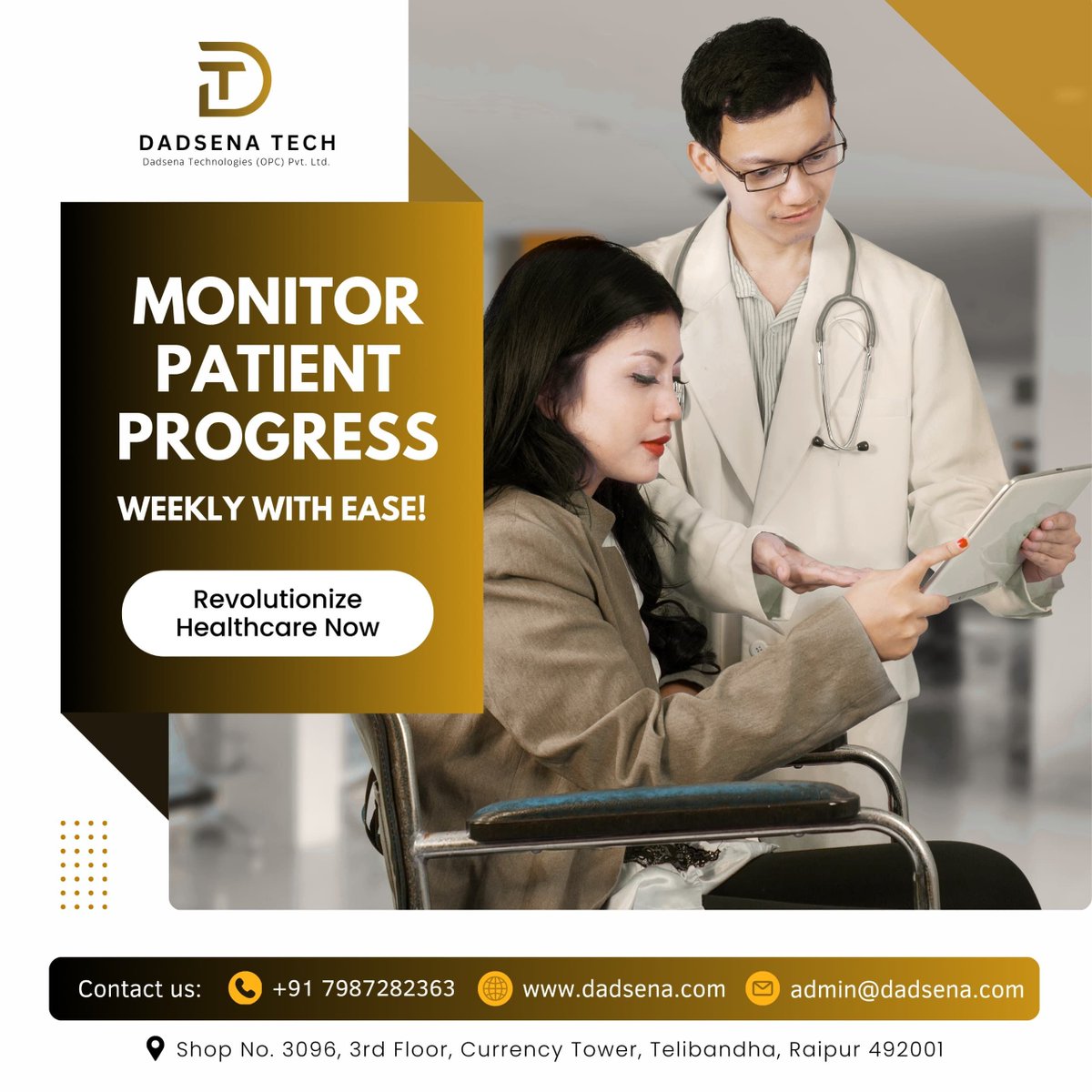 dadsenatech's tweet photo. Track patient progress effortlessly with our advanced solutions! Transform healthcare with innovative tech today.

📅 Book your FREE consultation!
📞 +91 7987282363
🌐 https://t.co/dqWysRLhz3
📧 admin@dadsena.com

#TechForHealth #DadsenaTechnologies #HealthTechSolutions https://t.co/4ZBvZPm4oa