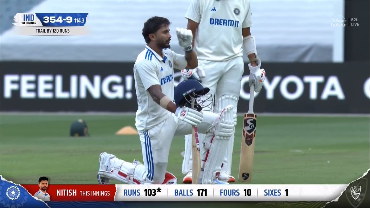 mufaddal_vohra's tweet photo. NITISH KUMAR REDDY AT 21 AGE HAS A TEST CENTURY IN AUSTRALIA. 🇮🇳 https://t.co/LqQYo2Z7ny