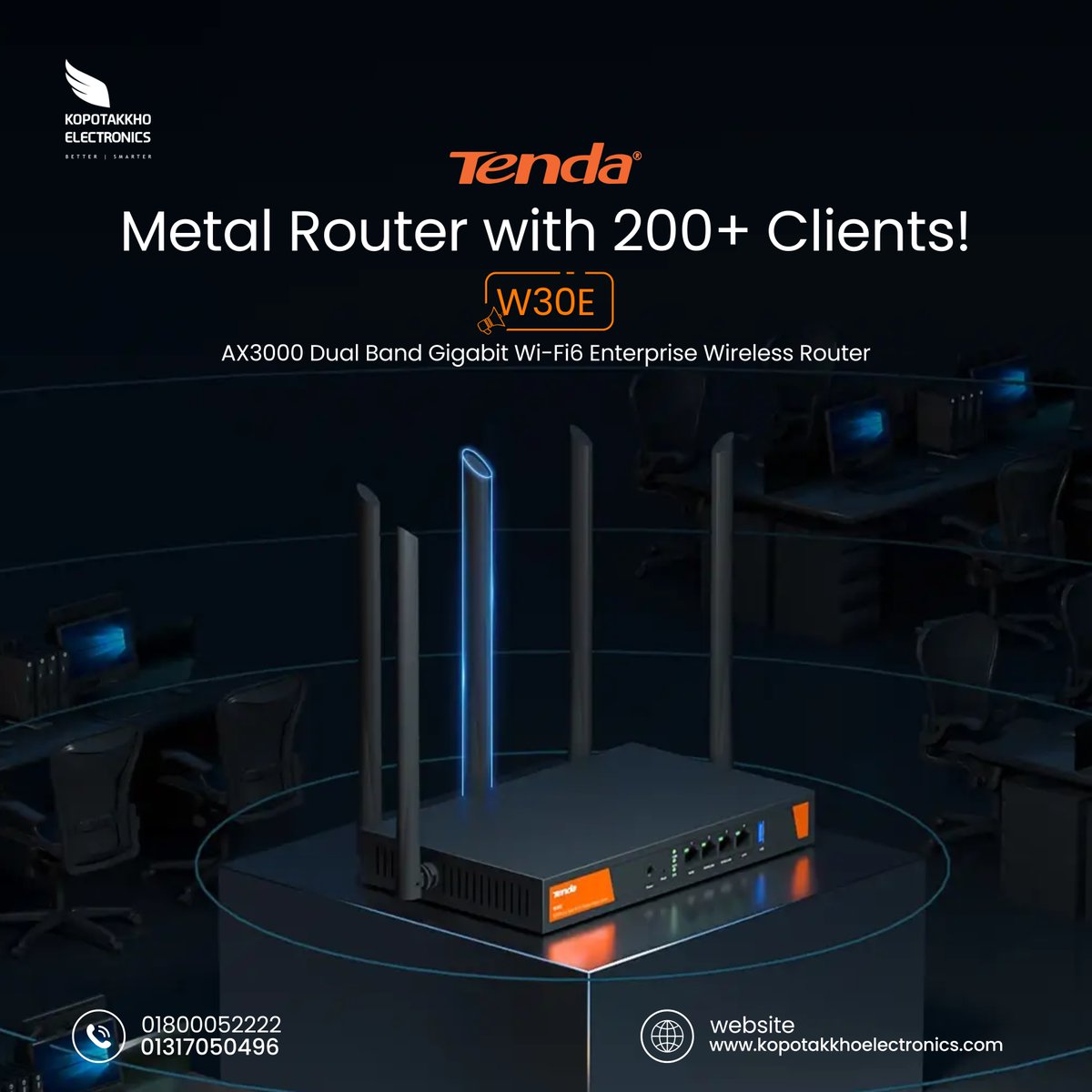 KopotakkhoK's tweet image. 💻 Tenda W30E AX3000 Dual Band Gigabit Wi-Fi 6 Enterprise Wireless Router

📞 অর্ডার করতে কল করুন: 01800-052222
🌐 আমাদের ওয়েবসাইটে ভিজিট করুন: kopotakkhoelectronics.com
#TendaRouter #WiFi6Router #EnterpriseRouter #GigabitWiFi #FastInternet #KopotakkhoElectronics