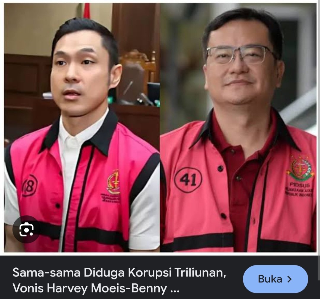 si_Xtop's tweet photo. Harvey Moeis korupsi 300T dan Benny Tjokro 22T, hukuman penjara Harvey 6 thn dan Benny hukuman penjara seumur hidup. @prabowo @gibran_tweet @KPK_RI @Kemenkumham_RI #adilkah #seriusnanya #habisikoruptor https://t.co/f1jANwiMHu