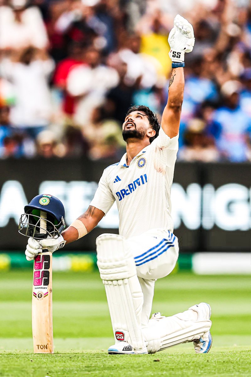 mufaddal_vohra's tweet photo. MAIDEN TEST CENTURY CELEBRATION BY NITISH KUMAR REDDY. 🥶 https://t.co/E7HSY2ixgq