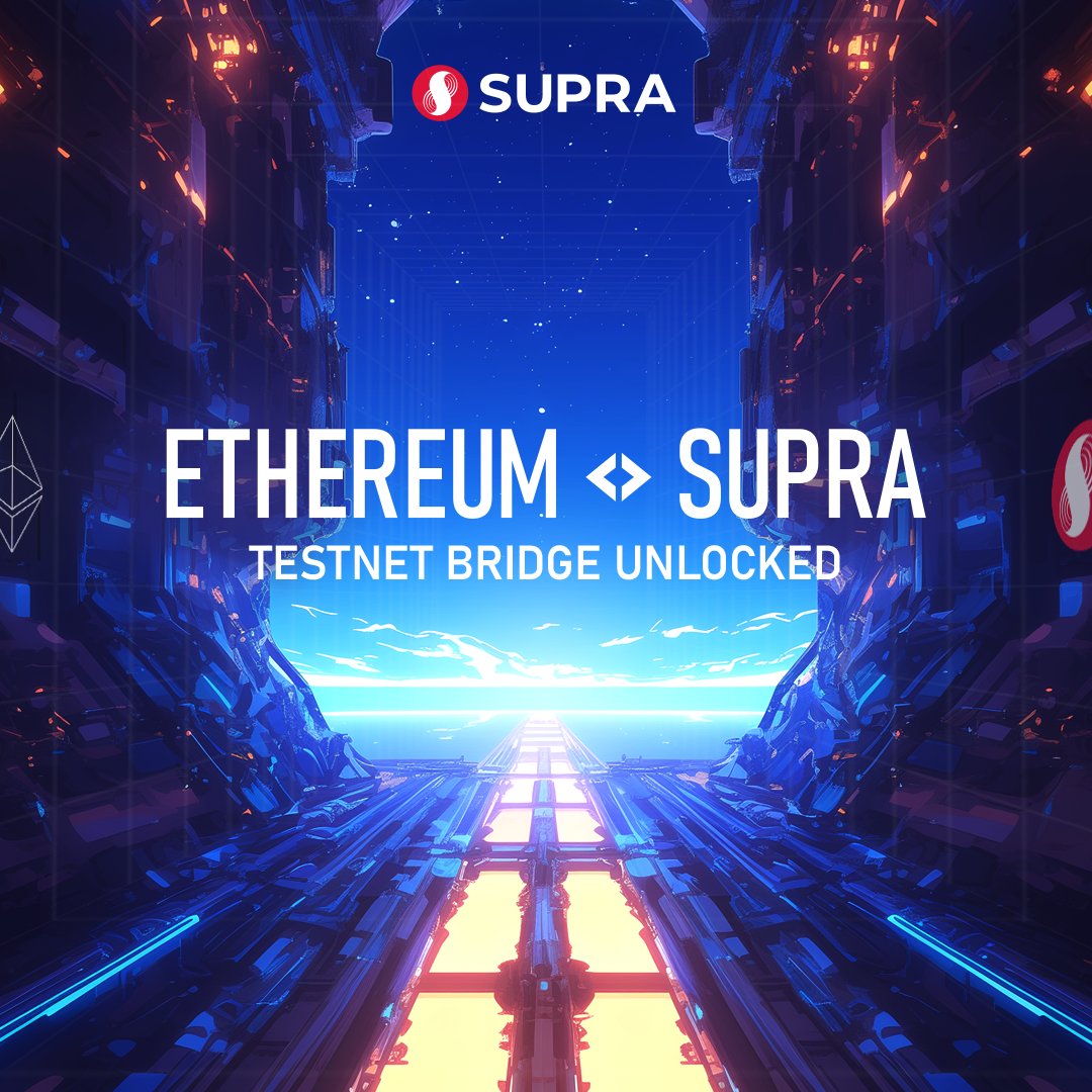 SUPRA_Labs's tweet photo. The first Ethereum <> SUPRA Bridge is live on Testnet!

The @DexlynLabs bridge opens up pathways between Supra L1 and Ethereum enabling assets to flow across networks 🚀🚀🚀 

Closed beta testnet access has been opened for few active users in their Discord: https://t.co/Bmgf19SpDj

Open for all on testnet in the days ahead!