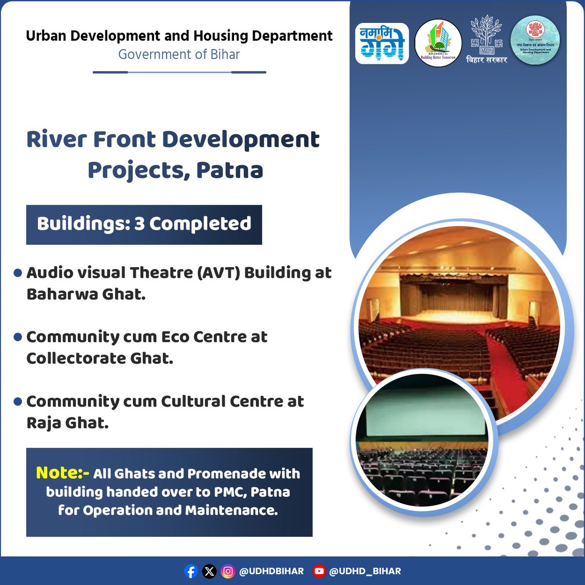 UDHDBIHAR's tweet image. River Front Development Projects, Patna.
#BiharUrbanDevelopmentAndHousingDept 
#SwachhBharatMissionUrban 
#RiverfrontDevelopment 
#NamamiGangeProject 
#NamamiGange 

@NitinNabin @AbhaySinghIAS