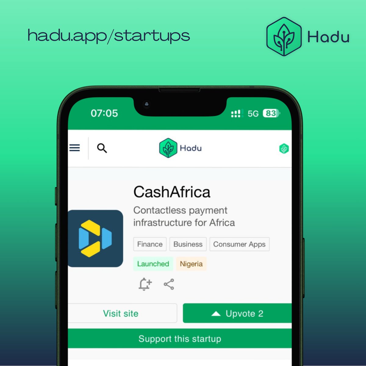 HaduApp's tweet photo. Shoutout to @CashAfricaCo!
They’re seeking partnerships to amplify their brand through press releases and collaborations with banks, fintech, and POS companies.

Support #CashAfrica: https://t.co/befvS20ni5

#HaduApp #StartupSupport https://t.co/2qVwQILiuh