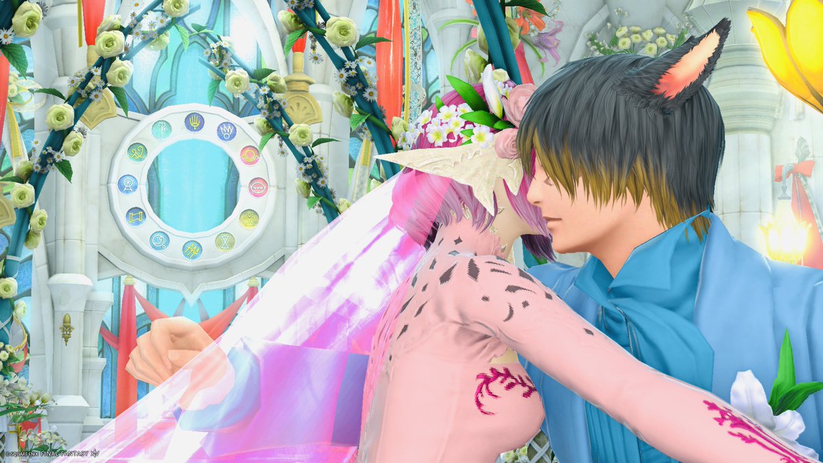 MayuMayu_ff14's tweet photo. Eternal Bond 𝐀𝐧𝐧𝐢𝐯𝐞𝐫𝐬𝐚𝐫𝐲💙🩷💍 ̖́-

（前撮り含め）（種族も変わってる）
（いつもアニバン遅れるえへへ） https://t.co/menP9qi21s