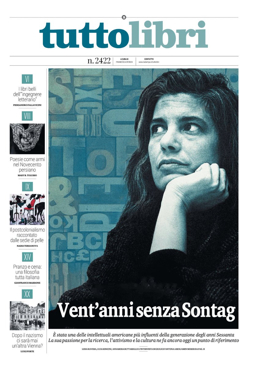 Il 28 dicembre di vent’anni fa moriva Susan #Sontag. Ricordi e attualità dell’intellettuale più influente del suo tempo su ⁦<a href="/TuttoLibri/">TuttoLibri</a>⁩ ⁦<a href="/LaStampa/">La Stampa</a>⁩ con ⁦<a href="/LidiaRavera/">lidia ravera</a>⁩ ⁦<a href="/lasoncini/">Guia Soncini</a>⁩ Annarosa Buttarelli e ⁦<a href="/GiulioDAntona/">Giulio D'Antona</a>⁩ a colloquio con Benjamin Moser