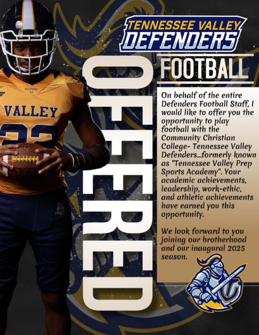 Blessed to receive my 3rd offer from Tennessee Prep Valley @tnvpsaz #AGTG 
<a href="/seanasu2000/">Sean Cockrell</a> <a href="/ValleyViewFB/">Blazer Football</a> <a href="/CoachBishopVVHS/">Jay Bishop</a>