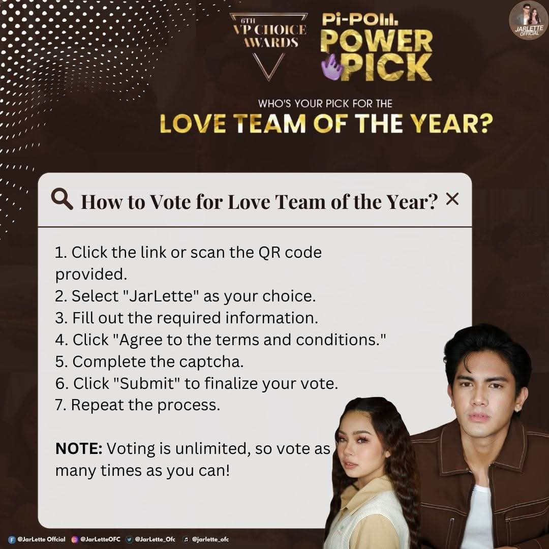 Let's keep voting for JarLette as the 6th VPCA Loveteam of the year. vpchoiceawards.com/pi-poll-power-…