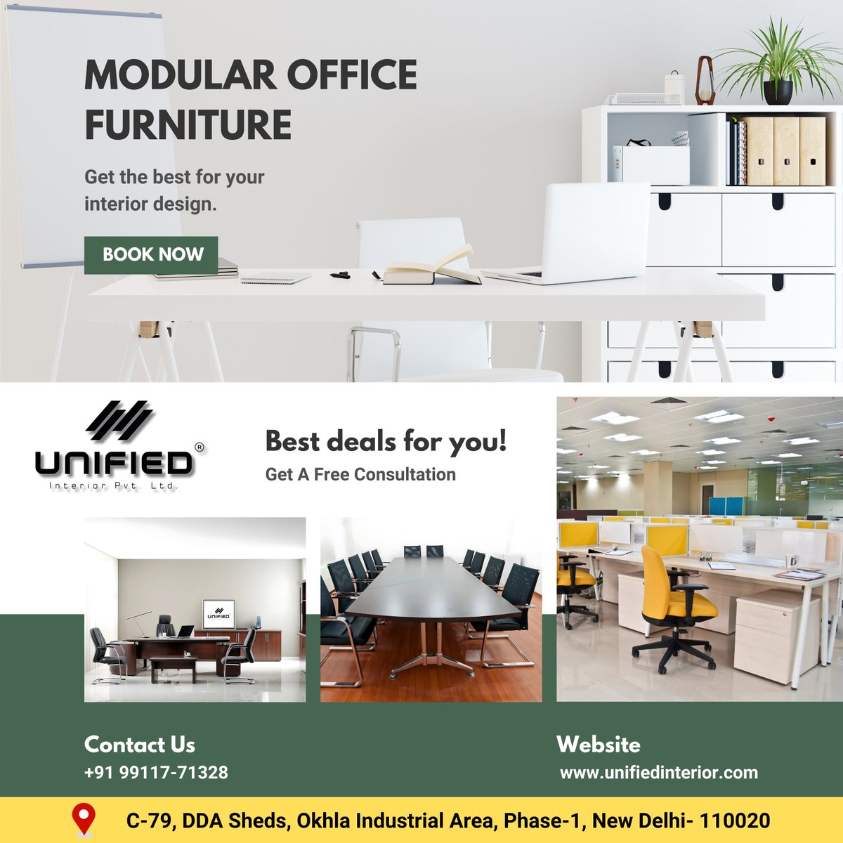 UnifiedInterior's tweet photo. Looking to elevate your office space? 🌟 Discover premium Modular Office Furniture tailored to your style and functionality needs.

✔️ Maximize Space
✔️ Enhance Productivity
✔️ Sleek &amp; Modern Designs
📞 Contact Us: +91 99117-71328
🌐 Website: https://t.co/52hxTZFTNX
#furniture https://t.co/DoIdu0bI5D