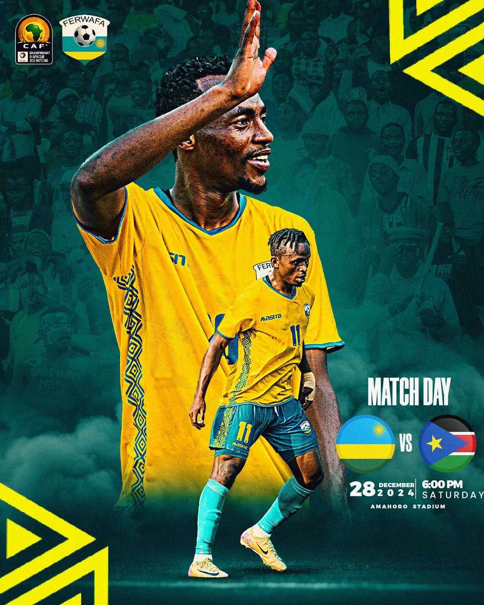 UKWELITIMES's tweet photo. Isango ni mu Amahoro Stadium ku isaha ya saa kumi n'ebyiri #Amavubi y'u Rwanda araba acakirana na #BrightStars ya Sudani y’Epfo. 

#RWASSD
#CHANQ2024
#TweseInyumaYAmavubi

✍️ @Anselme_tuyizer https://t.co/o9slV3ICUq