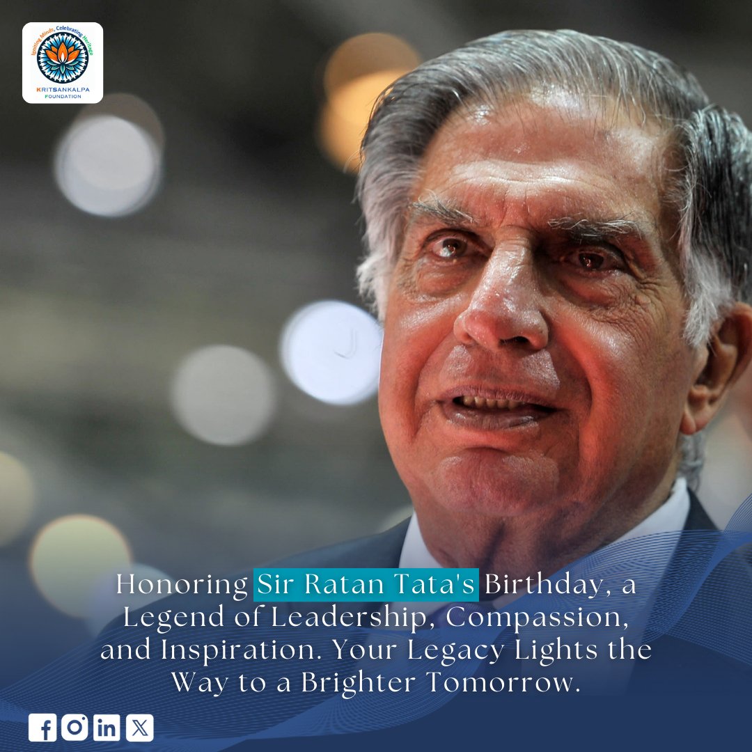 kritsankal92441's tweet photo. Sir Ratan Naval Tata ๐โโ๏ธ
On Sir Ratan Tata's Birthday, we honor a man whose leadership, kindness, and innovative spirit continue to inspire generations. His journey is a testament to the power of dreams, resilience, and compassion.
#kritech #kritechtechnologies #ratantata https://t.co/3vdj5abYF5