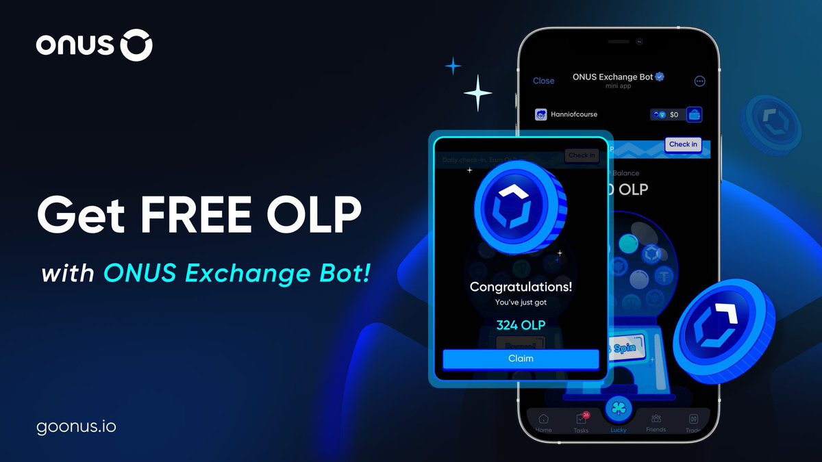 🎉 Get FREE $OLP with ONUS Exchange Bot!

The ONUS Exchange Bot is back with even bigger and better OLP rewards! Here are 4 fun ways to grow your $OLP stash:

🌟 Lucky Spin: Spin every 2 hours for random $OLP, $USDT, $TON prizes!
🤝 Invite Friends: Earn up to 65,000 OLP per