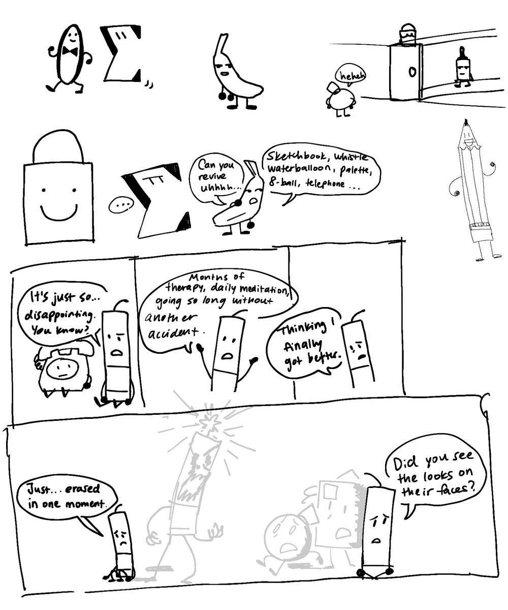 chunkycpu's tweet photo. Hello long time no see. I return to my yearly object show oc obsession and bring you 2 comics that have a bit of lore, poorly arranged 🙏 https://t.co/rNazcFumZ6