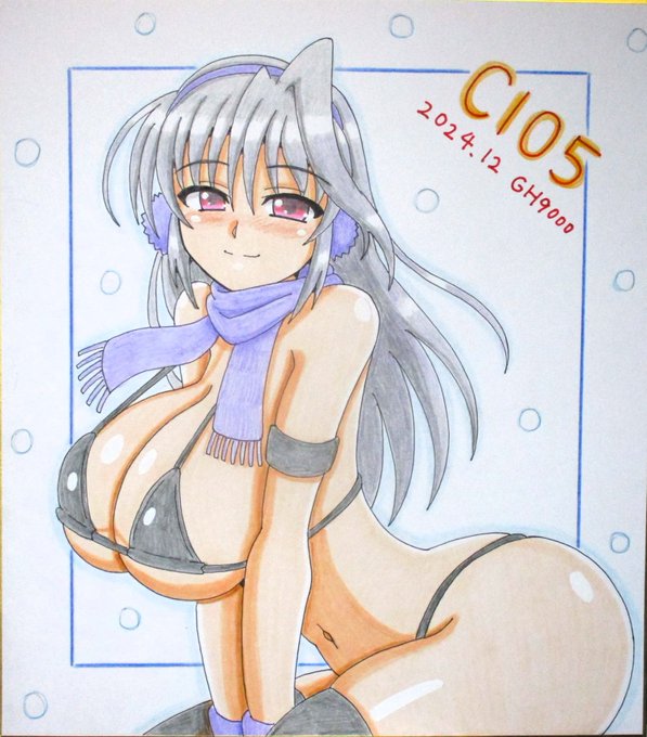 冬コミ色紙・水着マフラーアインス、完成しました～😆😊 