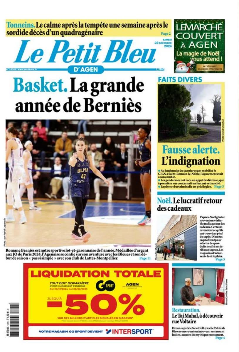 La une du jour consacrée à <a href="/R0MY4/">Romane Bernies</a>, la capitaine du <a href="/BasketLMA/">BLMA</a> et médaillée d'argent avec <a href="/FRABasketball/">Équipes de France de Basket</a> aux #Paris2024 🏀