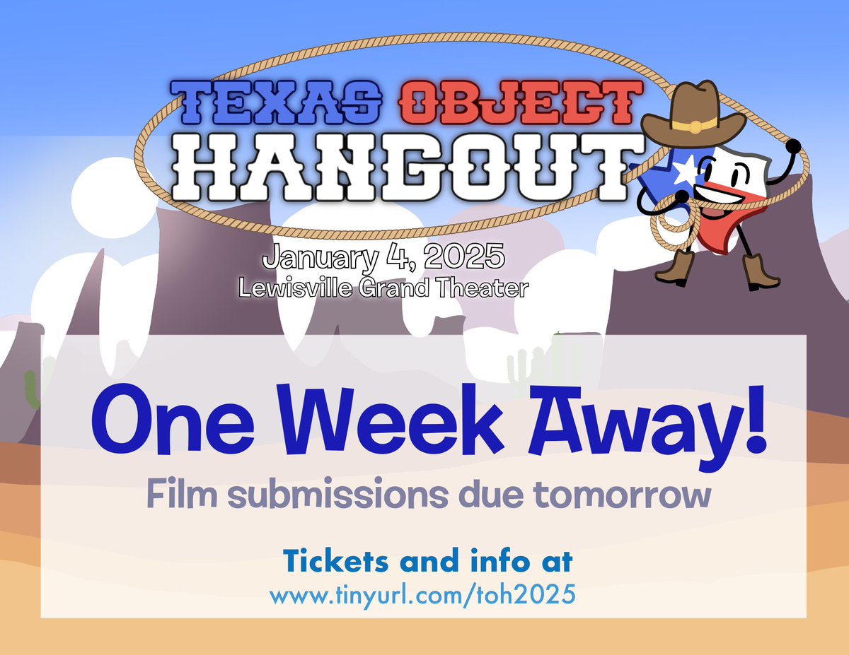 Texas Object Hangout 2025 is one week away!

Film submissions are due tomorrow, check out the link for tickets and more info!