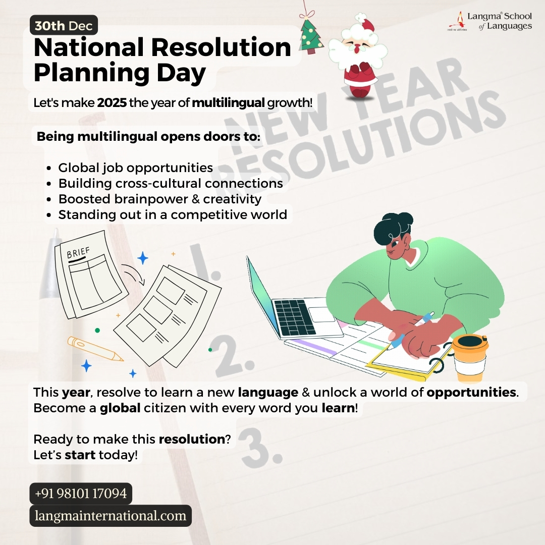 Official_Langma's tweet image. 📷 Resolutions that resonate! Whether it’s Spanish, Korean, German, or more, Langma School of Languages can help you reach your linguistic goals. 📷📷
#LearnWithLangma #NationalResolutionPlanningDay #LearnLanguages #LangmaSchoolOfLanguages #NewYearNewSkills #LanguageGoals